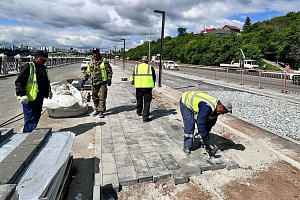 Дорожные работы на улице Пугачёва